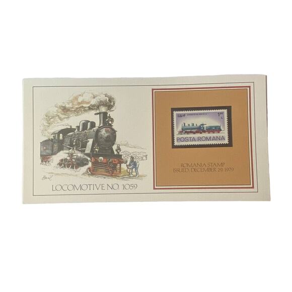 1906 Locomotive No 1039 Romania Stamp Basil Smith Print Issued 1979 Train - Picture 1 of 4